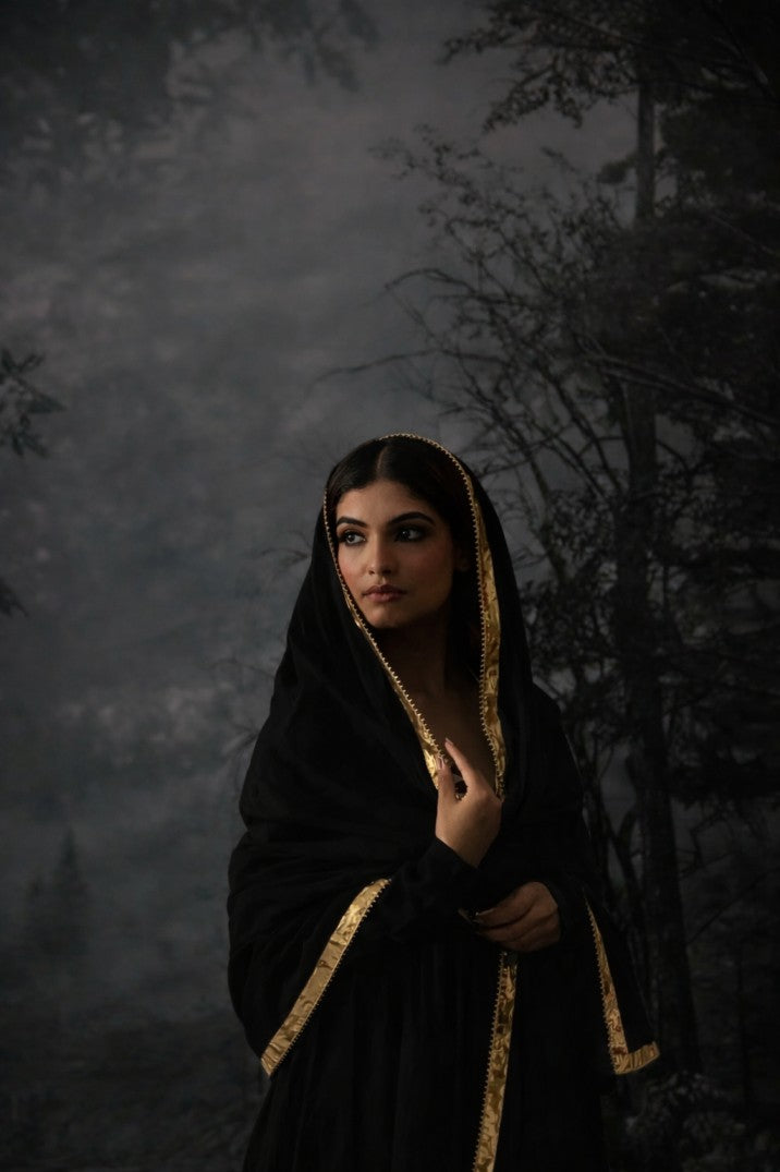 yogini black anarkali full sleeves set of 3